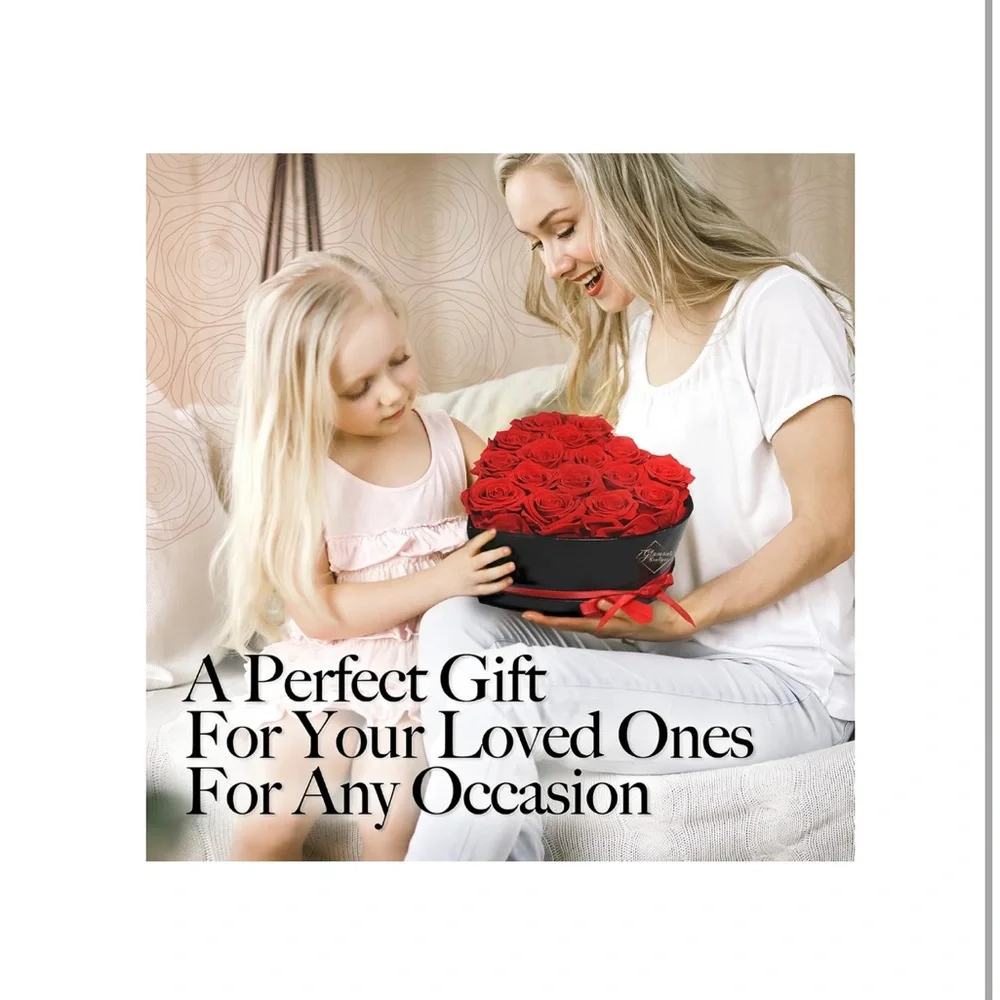 16 Flower Forever Heart Shape Box - Preserved Red Roses, Gift, Love